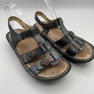 Alegria‎ By PG Lite Kleo Women's Sandal 6 Black Snake Leather Slingback Shoes